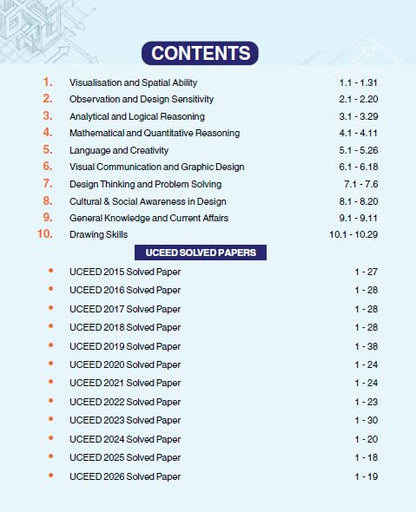 UCEED 2027 Study Guide | 12 Years Solved Papers (2015–2026) | Design Aptitude, Spatial Reasoning & Part-B Drawing Prep | Concept-Based B.Des Entrance Guide