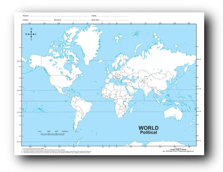 Outline Practice map of World Physical Map | A-4 Big Size | Set of 100 Maps | Printed on High Grade Paper | Multipurpose maps For School, College Assignments, Projects, Practical Paper etc.