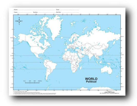 Outline Practice map of World Physical Map | A-4 Big Size | Set of 100 Maps | Printed on High Grade Paper | Multipurpose maps For School, College Assignments, Projects, Practical Paper etc.