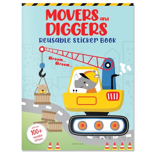 Movers and Diggers Reusable Sticker Book book cover
