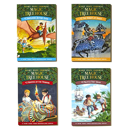 Magic Tree House Volumes 1–4 Boxed Set | Time-Travel Adventures with Jack & Annie Featuring Dinosaurs, Knights, Mummies & Pirates | Chapter Books for Ages 6+