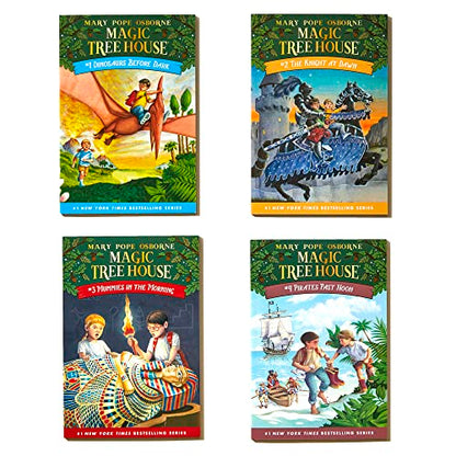 Magic Tree House Volumes 1–4 Boxed Set | Time-Travel Adventures with Jack & Annie Featuring Dinosaurs, Knights, Mummies & Pirates | Chapter Books for Ages 6+