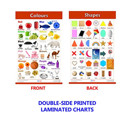 VCP Early Learning Educational Chart Set for Kids | Set of 12 LAMINATED Paper Charts (Printed on Both Sides) | Non-Tearable and Waterproof | Size : 31 x 46 cm | Alphabet, Numbers, Animals..