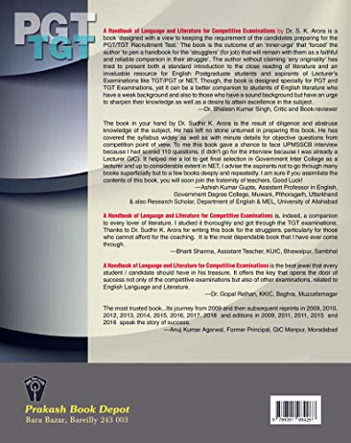 A Handbook of Language and Literature in English for Competitive Examinations