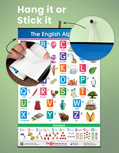 All in One Charts for Kids Age 2+ Years (72 x 49.5 cm) | 7 Charts | Alphabet, Numbers, Animals, Birds & Good Habits | Education Wall Posters with Pictures for Preschool & Nursery | Water Resistant