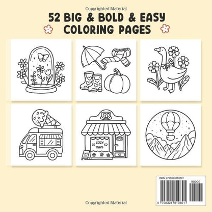 Stress Relief: Coloring Book for Adults and Kids, Bold and Easy, Simple and Big Designs for Relaxation Featuring Animals, Landscape, Flowers, Patterns, Cute Things And Many More