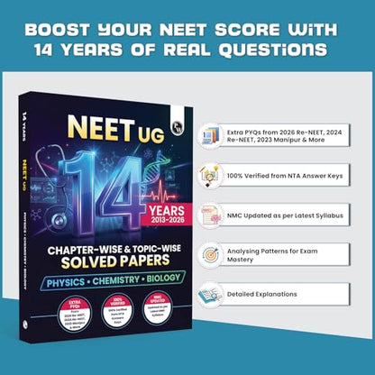 PW NEET 14 Years PYQs (2026-2013) Chapterwise & Topicwise Solved Papers | Additional PYQs of Re-NEET of 2026 & 2024, 2023 Manipur & More | Past Year Questions with Detailed Solutions