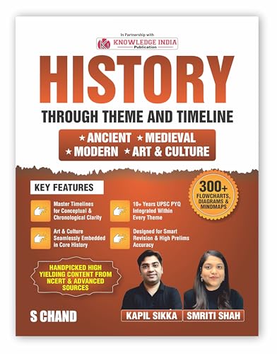 History Through Theme and Timeline Book 2026 - 2027 (Complete Indian History - Ancient, Medieval, Modern India, Art & Culture) Best for UPSC CSE Exams/PSC | NCERT Based + PYQ + 300+ Mind Map/Diagrams