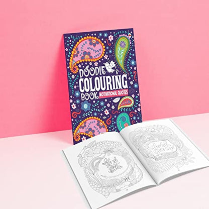 Doodle Colouring Book - Motivational Quotes - Age 4 - 99 - Gift to children for painting, drawing and colouring - Colouring Activity Book