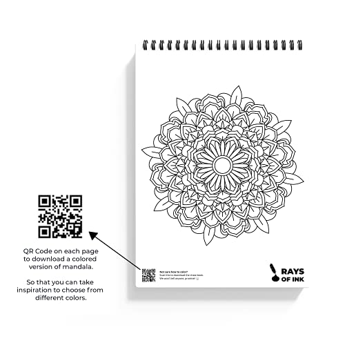 Rays Of Ink Mandala Coloring Book Combo For Young and Adults | Ideal For Stress Relieving, Relaxing & Meditation | Enhances Fine Motor Skills| 120 GSM Thick Paper | Set of 2 (Beginner and Advanced)