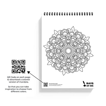 Rays Of Ink Mandala Coloring Book Combo For Young and Adults | Ideal For Stress Relieving, Relaxing & Meditation | Enhances Fine Motor Skills| 120 GSM Thick Paper | Set of 2 (Beginner and Advanced)