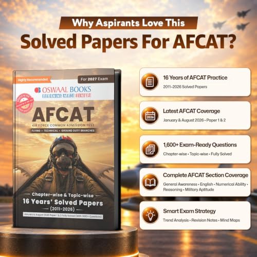 Oswaal AFCAT 16 Years’ Chapter-wise & Topic-wise Solved Papers | Flying, Technical & Ground Duty Branches |PYQs (2011–2026) with Latest Solved Paper |For 2027 Exam |With Oswaal AI