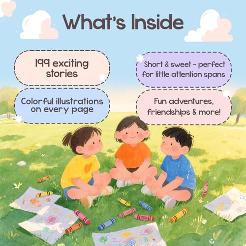 199 Bedtime Stories with colorful Pictures for 3-6 Years Old Kids & Children