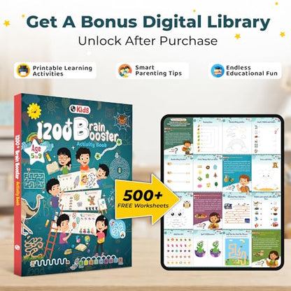 1200+ Brain Booster Activity Book for Kids Ages 5–9 | Theme Based Activity Book with 500+ Free Printable Worksheets & Parenting Tips | Puzzles, Mazes, Brain Teasers, Word Searches and Mind Games
