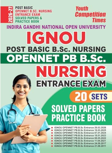 Youth Competition Times IGNOU Post Basic B.Sc. Nursing OPENNET PB Entrance Exam, 20 Sets Solved Papers Practice Book 2026-27