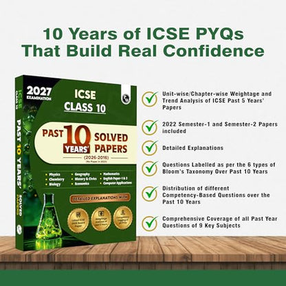 PW ICSE Class 10 Previous Year Question Papers | 10 Years Solved Papers (2016–2026) | Board Exam 2027 | Physics, Chemistry, Maths, Biology, Economics, ... Computer Applications, English Paper 1 & 2