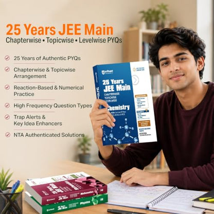 Arihant 25 Years JEE Main Chemistry | Chapterwise Topicwise Levelwise 3500+ MCQs (2026–2002) for JEE Main & AIEEE | NTA Authenticated Answers & Topicwise Worksheets | Key Ideas, Concept Enhancer