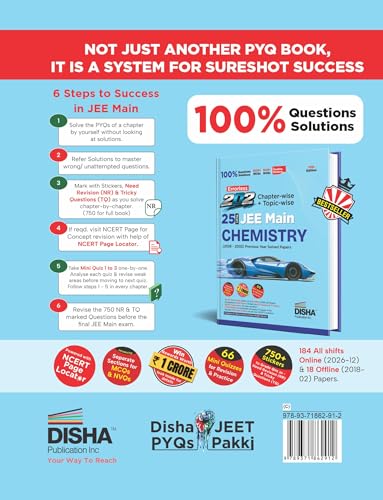 Disha Errorless 202 Chemistry Chapter-wise & Topic-wise 25 Year JEE Main Previous Year Solved Papers (2026 - 2002) 10th Edn |100% New Syllabus JEE MAINS PYQ Book with Detailed Solutions | For JEE 2027
