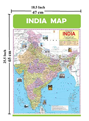 Kerala Map, India & World 47x65 cm (19x26 Inch) Mega Size (3 Charts) - Laminated Early Learning Education Wall Picture Chart | Kerala State, India and World Political Map