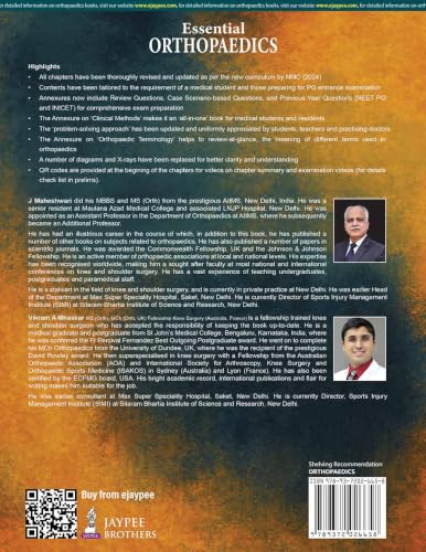 Essential Orthopaedics (Including Clinical Methods), 8/E for MBBS Students and PG Entrance Aspirants | UG Orthopedics Textbook with Clinical Methods, NEET PG and INI-CET PYQs, and Case Scenarios