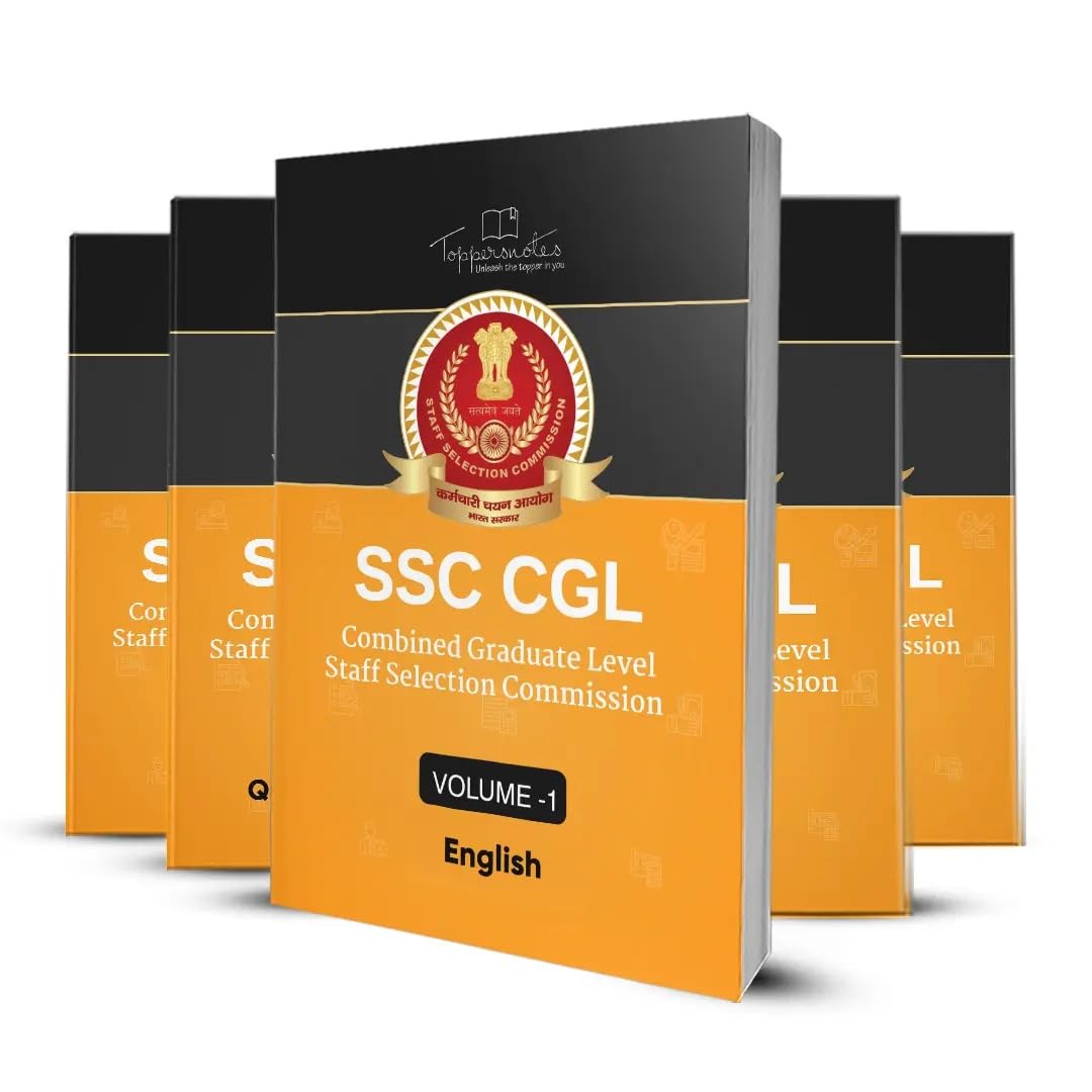 SSC CGL Exam Study Material Notes for Maths, English, General Studies & Reasoning Set of 5 Books in English, ToppersNotes Latest Edition
