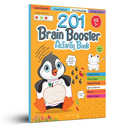 201 Brain Booster Activity Book - Fun Activities and Exercises For Children: Tracing & Pattern, Colors & Shapes, Maze [Paperback] [2022] Wonder House Books book cover
