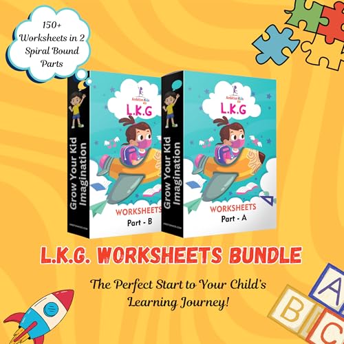AmbitionKids - Preschool LKG Worksheets - Part A & B - 150+ Pages for Alphabet, Math, Phonics, Shapes, and Early Learning Success