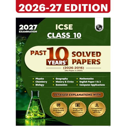 PW ICSE Class 10 Previous Year Question Papers | 10 Years Solved Papers (2016–2026) | Board Exam 2027 | Physics, Chemistry, Maths, Biology, Economics, ... Computer Applications, English Paper 1 & 2