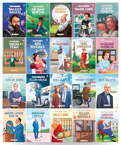 Story Books for Kids - World Famous Personalities (Set of 20 Books) (Illustrated) - Scientists, Entrepreneurs, Leaders - Biographies for Kids - Steve ... Newton, Abraham Lincoln, Churchill