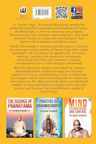 Kundalini Tantra Yoga Book in English | Tantra Yoga Nada Yoga And Kriya Yoga Combo Set Om Sri Swami Sivananda Books The Serpent Power On Chakra Healing Asana Pranayama Mudra Bandha By Spiritual Hatha