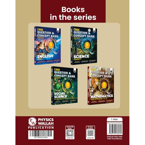 PW Concept & Question Bank Class 8 New NCERT Mathematics (Ganita Prakash I & II) Book for 2026 Exams| NCERT Based Theory & Questions with Solutions | Chapter-wise Practice Questions