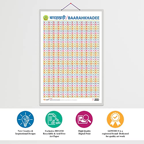 2 IN 1 HINDI VARNMALA AND BAARAHKHADEE Educational chart with Big font and Dust resistant Lamination SAHIL