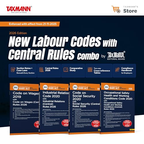 Taxmann's New Labour Codes with Central Rules COMBO [Bare Acts with Section Notes | 2026 Edition] – Code on Wages | IR | Social Security | OSHWC | 4 Books—with Case Laws | Comparative Studies | Others