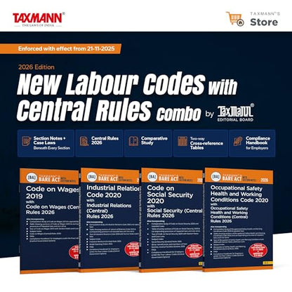 Taxmann's New Labour Codes with Central Rules COMBO [Bare Acts with Section Notes | 2026 Edition] – Code on Wages | IR | Social Security | OSHWC | 4 Books—with Case Laws | Comparative Studies | Others