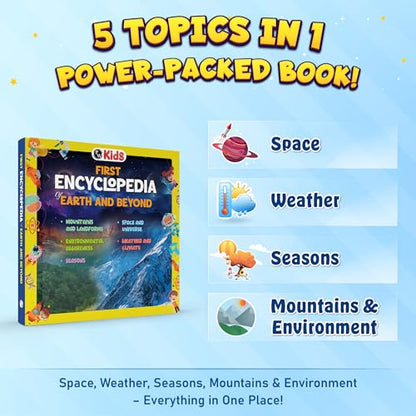 First Earth and Beyond Encyclopedia Books for Kids, Explore Space to Mountains, Activity Book for 5-10 Years Old, Fun Learning Book