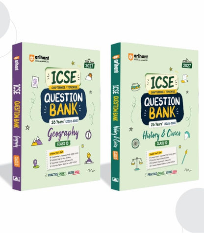 Arihant ICSE Question Bank Class 10 Geography, History & Civics For Board Exam 2027 | Chapterwise PYQs & Solved Papers | 26 Years Previous Year Questions (2026–2009) | Sample Papers & Detailed Answers