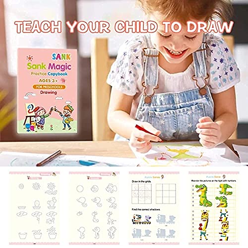 ZOQWEID Magic Practice Copybook (4 BOOK + 1 pen + 10 REFILL) Number Tracing Book for Preschoolers with Pen, Magic Calligraphy Copybook Set(19*13 CM) 2026: ENGLISH