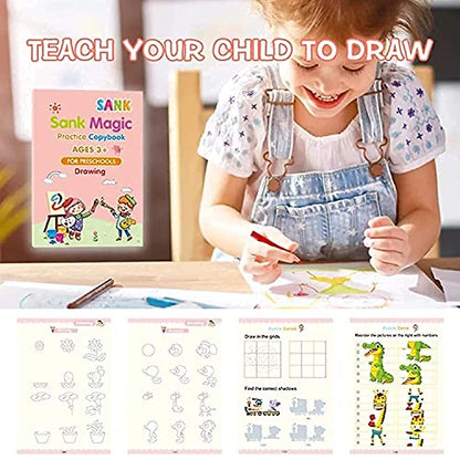 ZOQWEID Magic Practice Copybook (4 BOOK + 1 pen + 10 REFILL) Number Tracing Book for Preschoolers with Pen, Magic Calligraphy Copybook Set(19*13 CM) 2026: ENGLISH