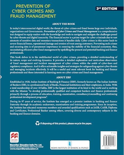 Macmillan Prevention of Cyber Crimes & Fraud Mgment Latest 2025 Edition IIBF Certificate for CAIIB & Banking Professionals|Covers Cyber Threats, Fraud Detection, Electronic Transactions & Cyber Laws