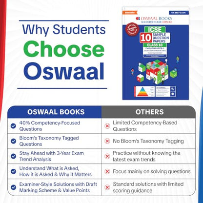 Oswaal ICSE | 10 Sample Question Papers | Class 10 | English Paper-2 (Literature) (For 2027 Exam) | Includes–Board Paper 2026 & Specimen 2027 | With On Tips Notes, Mind Maps & Oswaal AI