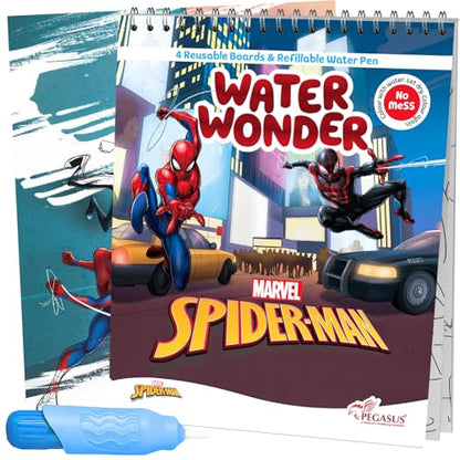 Pegasus Magic Water Book with refillable magical pen for kids 2-5 years - Spiderman | Reusable coloring books for children - self drying with no mess ... 3 + (Reusable Water Wonders Coloring Book)