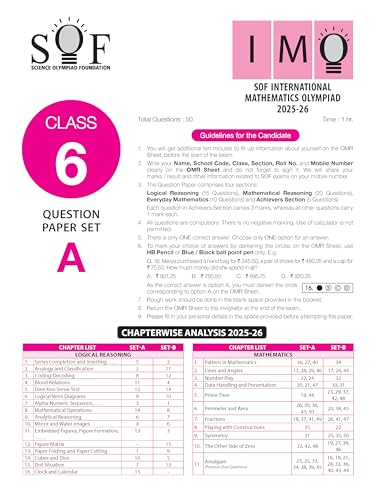 MTG IMO Olympiad 10 Previous Years Papers Class 6 Mathematics (2025-2021 Set A & B) - Model Test Papers with 24 Sample OMR Sheets | PYQ Book For SOF Olympiad 2026-27 Exam