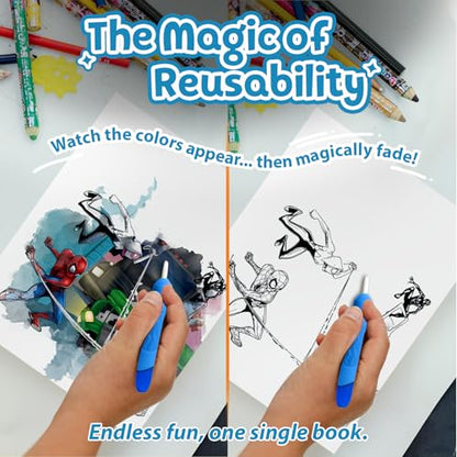 Pegasus Magic Water Book with refillable magical pen for kids 2-5 years - Spiderman | Reusable coloring books for children - self drying with no mess ... 3 + (Reusable Water Wonders Coloring Book)