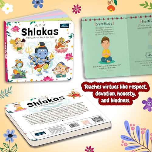 My First Shlokas and Mantras, Hanuman Chalisa for Kids | Illustrated Hindu Devotional Board Books with Meanings | Early Learning Spiritual Set - Age 2+ Years
