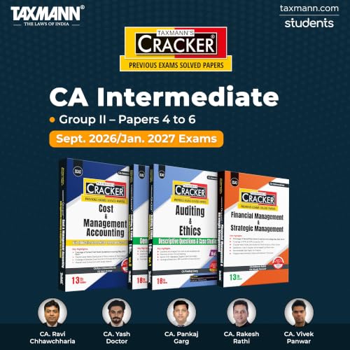 Taxmann's CRACKER COMBO for CA Inter | Sept. 2026/Jan. 2027 Exams | Group II – Papers 4 to 6 | CRACKER Series | CMA, Auditing, and FM SM | June 2026 Edition | Set of 3 Books