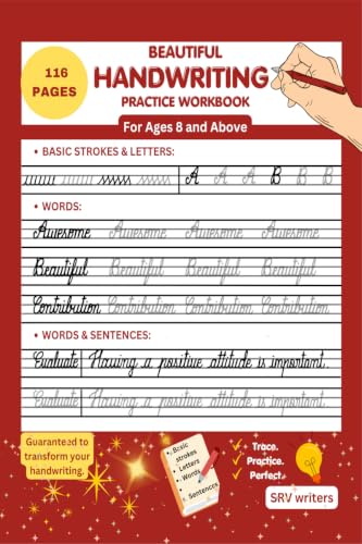 Beautiful Handwriting Practice Workbook: Trace and Practice Handwriting for Ages 8 and Above