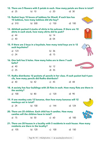 Key2Practice Maths Olympiad For Class 2 : 30 Tests, 750 Math Questions, Activity Based Worksheets