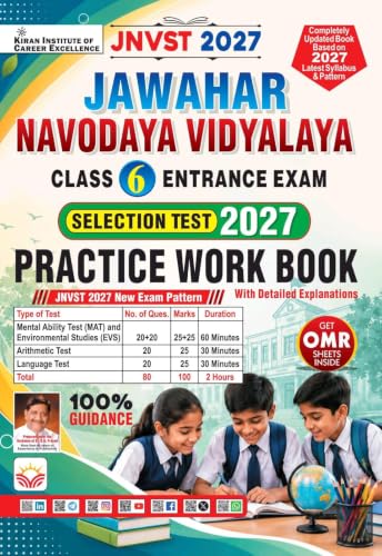 Jawahar Navodaya Vidyalaya Class 6 Selection Test 2027 EVS Included & Mental Ability & Arithmetic Based on New Pattern Practice Work Book (English Medium) (6172)