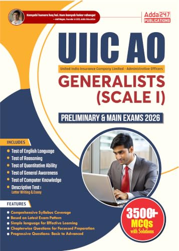 UIIC AO Generalists (Scale I) Preliminary & Main Exams 2026 Preparation Guide Book | 3500+ MCQs with Detailed Solutions with Latest Pattern (English Printed Edition) By Adda247