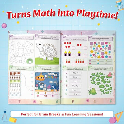 555 Maths Activity Book for Kids Ages 5-10 Years, Fun Math Puzzles, Shapes, Numbers, Brain Games & Practice Sheets, Educational Learning Workbook